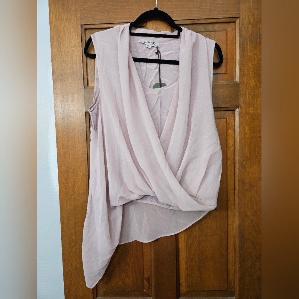 All Saints Elegant Draped Sleeveless Top - Light Pink